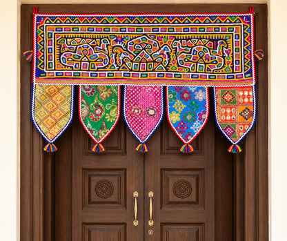 Rabari Work Cotton Hand Embroidered Mirror Work Toran  - 74 cms Length   -  SKU : SD27701A
