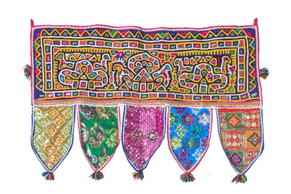 Rabari Work Cotton Hand Embroidered Mirror Work Toran  - 74 cms Length   -  SKU : SD27701A