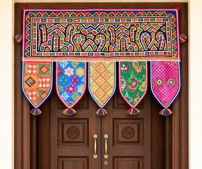 Rabari Work Cotton Hand Embroidered Mirror Work Toran  - 74 cms Length   -  SKU : SD27701B