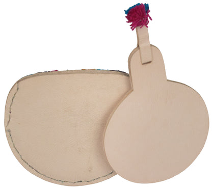 Leather Craft Punch Work Pure Leather Drop Shape Pure Leather Art Vanity Mirror  - 14 cms Length    -  SKU : 0001-BGMC