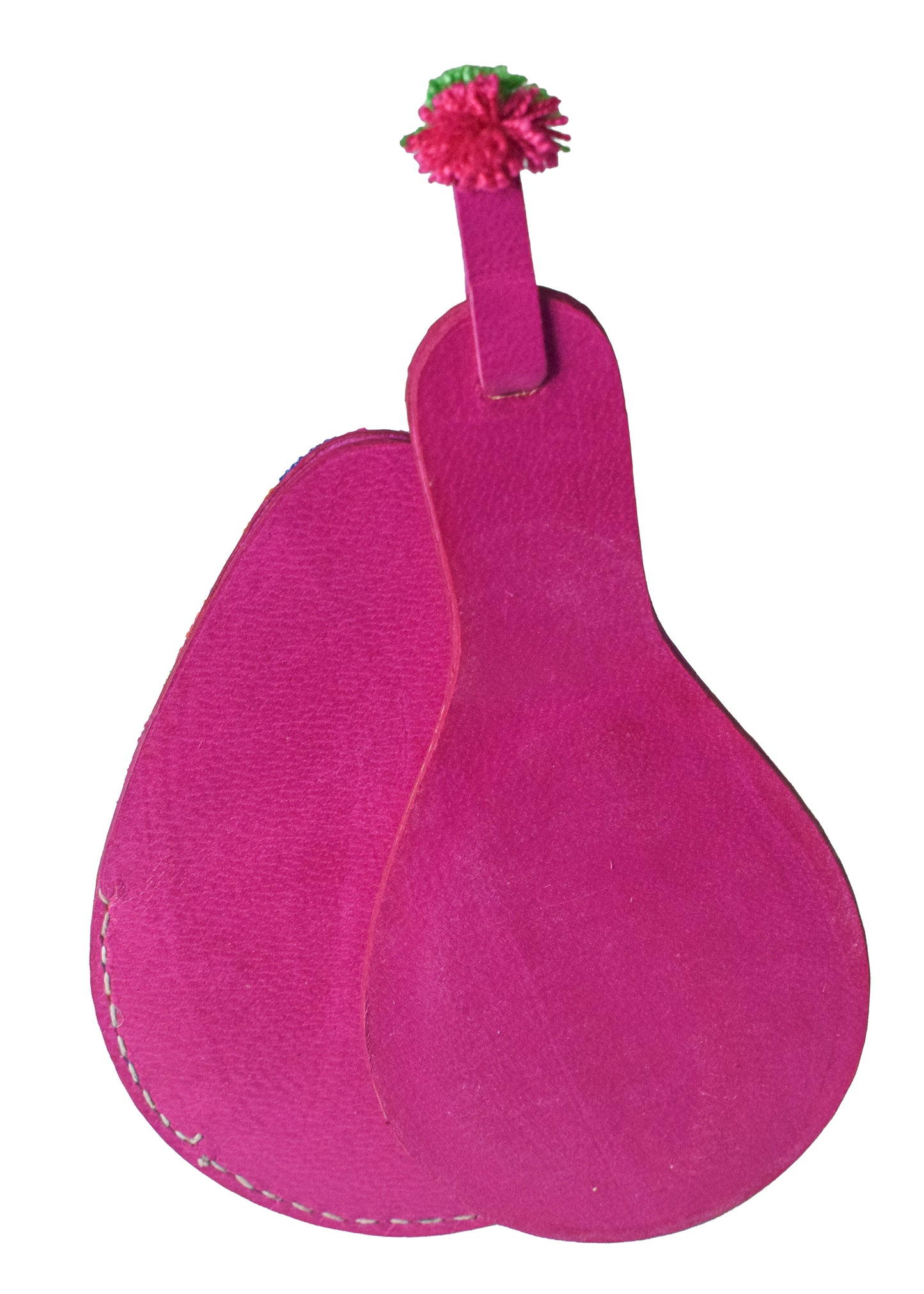 Leather Craft Punch Work Pure Leather Drop Shape Pure Leather Art Vanity Mirror  - 17 cms Length    -  SKU : 0002-PKMC