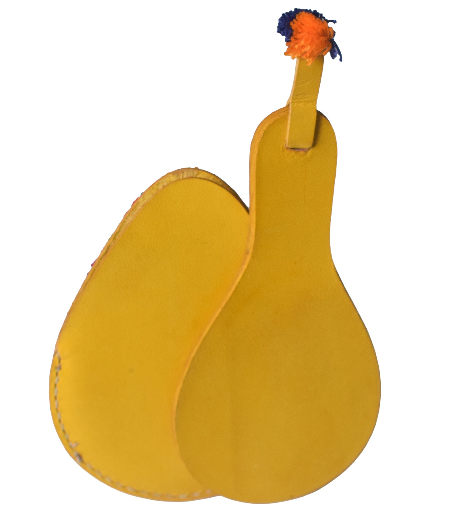 Leather Craft Punch Work Pure Leather Drop Shape Pure Leather Art Vanity Mirror  - 17 cms Length    -  SKU : 0002-YEMC