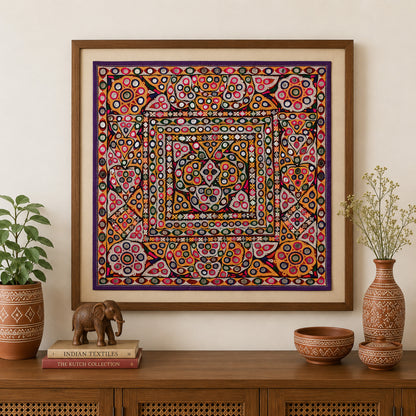 Ahir Work Cotton Fine Mirror and Threadwork Embroidery Wall Decoration    -  SKU: MC14B01A