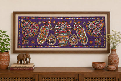 Ahir Work Cotton Antique Thread and Mirror Work Wall Decoration    -  SKU: AB14903A