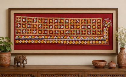 Golwadi Work Cotton Fine Mirror and Threadwork Embroidery Wall Decoration    -  SKU: RD19305A