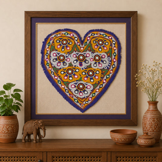 Ahir Work Cotton Fine Mirror and Threadwork Embroidery Wall Decoration    -  SKU: MP08601B