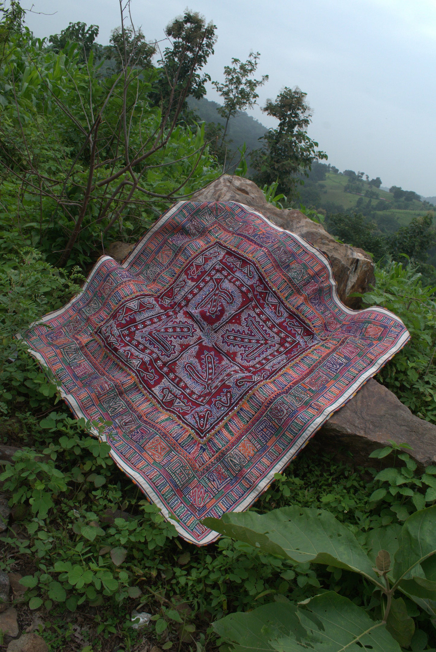 Rabari Work Cotton Hand Embroidered Mirror Work Wall Decoration  - 1.5 Mtr Length    -  SKU : VA23601A