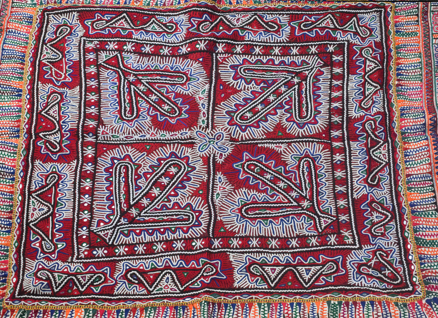 Rabari Work Cotton Hand Embroidered Mirror Work Wall Decoration  - 1.5 Mtr Length    -  SKU : VA23601A