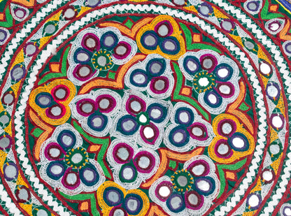 Ahir Work Cotton Fine Mirror and Threadwork Embroidery Wall Decoration    -  SKU: MD21413A