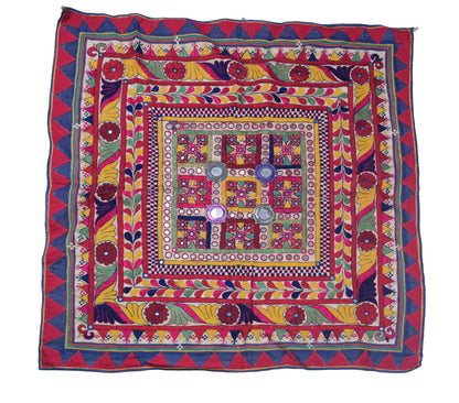 Hand Embroidery Cotton Small Mirror Work Wall Decoration  - 1 Mtr Length    -  SKU : VB03301A