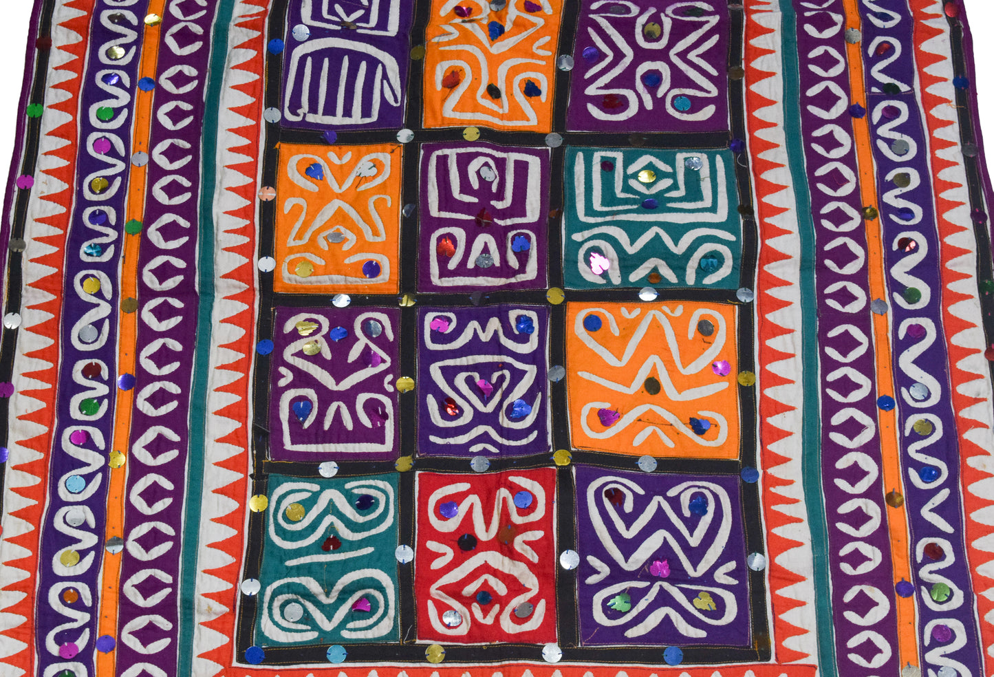 Applique Work Cotton Hand Embroidered Antique Work Wall Decoration  - 92 cms Length    -  SKU : AD10401A