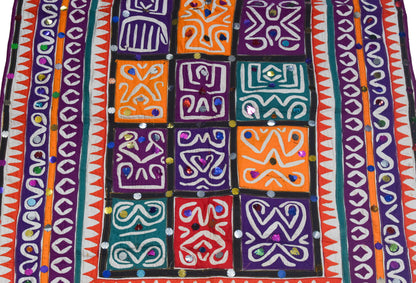 Applique Work Cotton Hand Embroidered Antique Work Wall Decoration  - 92 cms Length    -  SKU : AD10401A