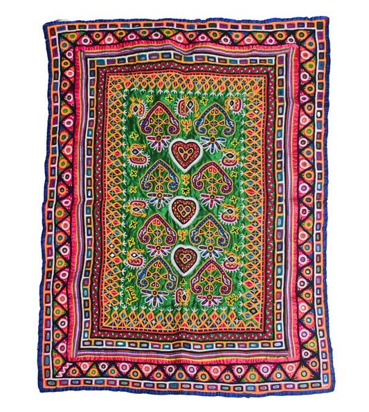 Mochi Work Cotton Hand Embroidered Fine Mirrorwork Wall Decoration  - 90 cms Length    -  SKU : AD26401A