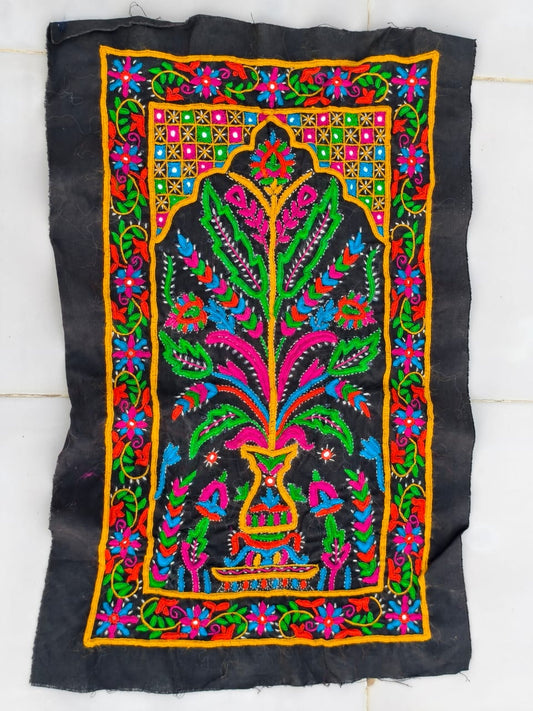 Pakko Work Cotton Hand Embroidered Fine Mirrorwork Wall Decoration  - 54 cms Length    -  SKU : AB09701A