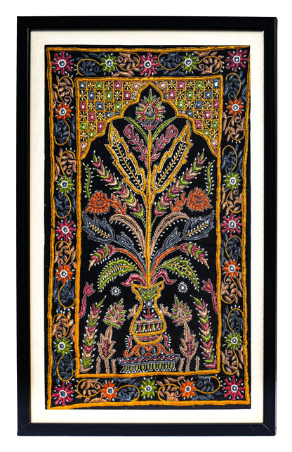 Pakko Work Cotton Hand Embroidered Fine Mirrorwork Wall Decoration  - 54 cms Length    -  SKU : AB09701A