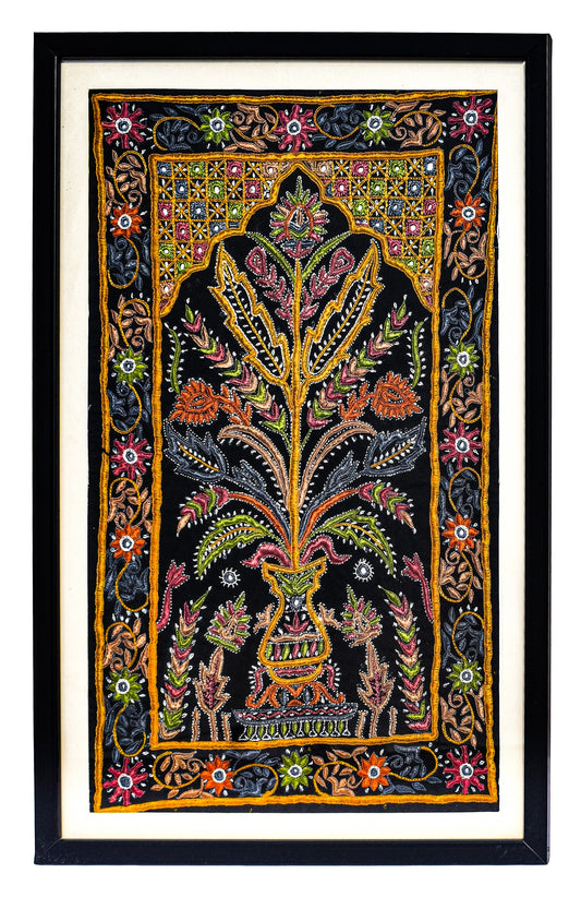Pakko Work Cotton Hand Embroidered Fine Mirrorwork Wall Decoration  - 54 cms Length    -  SKU : AB09701A
