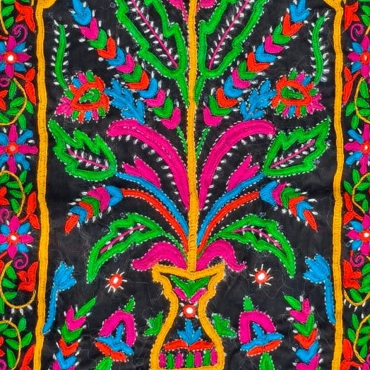 Pakko Work Cotton Hand Embroidered Fine Mirrorwork Wall Decoration  - 54 cms Length    -  SKU : AB09701A