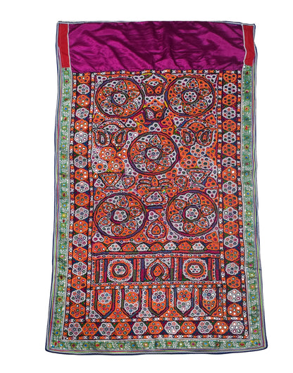 Ahir Work Cotton Hand Embroidered Fine Mirrorwork Wall Decoration  - 1.4 Mtr Length    -  SKU : MD08701A