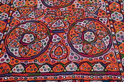 Ahir Work Cotton Hand Embroidered Fine Mirrorwork Wall Decoration  - 1.4 Mtr Length    -  SKU : MD08701A