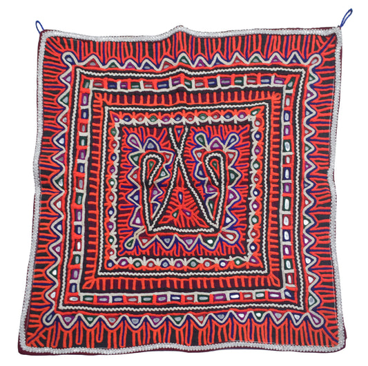 Rabari Work Cotton Hand Embroidered Fine Mirrorwork Wall Decoration  - 45 cms Length    -  SKU : VB02901B