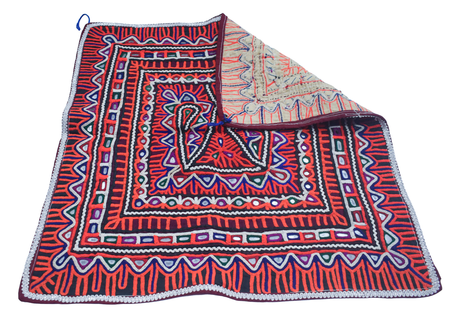 Rabari Work Cotton Hand Embroidered Fine Mirrorwork Wall Decoration  - 45 cms Length    -  SKU : VB02901B