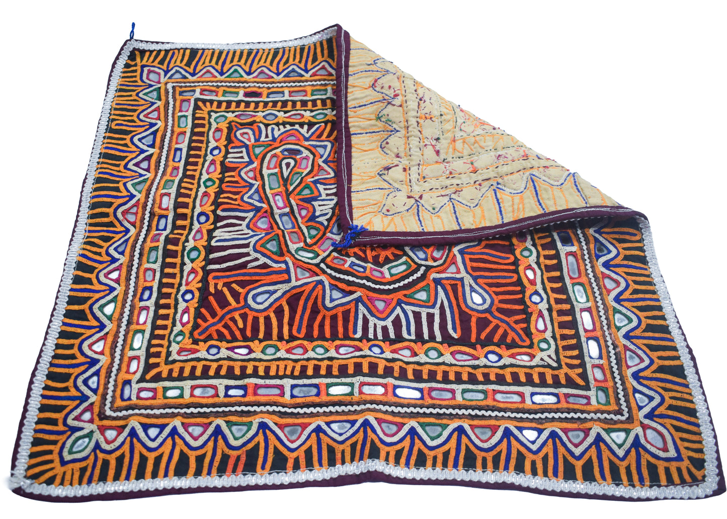 Rabari Work Cotton Hand Embroidered Fine Mirrorwork Wall Decoration  - 45 cms Length    -  SKU : VB02901A