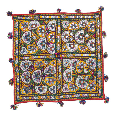 Ahir Work Cotton Hand Embroidered Mirror Work Wall Decoration  - 52 cms Length   -  SKU : VS25501A