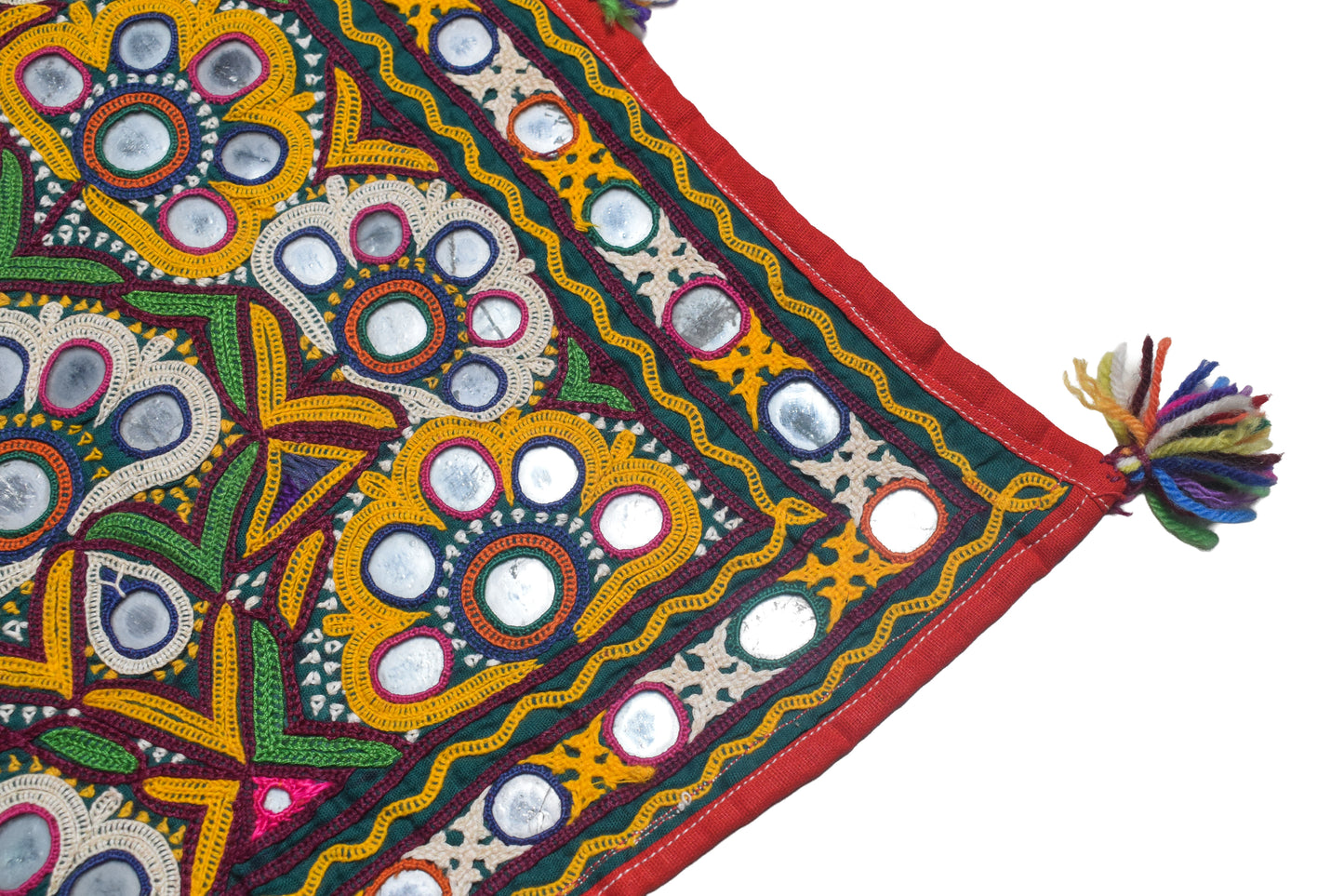 Ahir Work Cotton Hand Embroidered Mirror Work Wall Decoration  - 52 cms Length   -  SKU : VS25501A