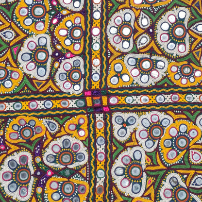 Ahir Work Cotton Hand Embroidered Mirror Work Wall Decoration  - 52 cms Length   -  SKU : VS25501A
