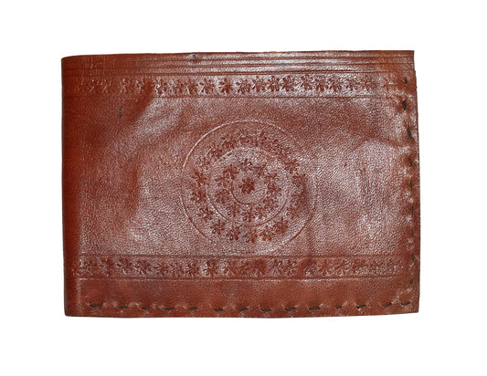 Leather Craft Punch Work Pure Leather Leathercraft Hand Made Wallet - Gents  - 9 cms Length    -  SKU : AB15808A