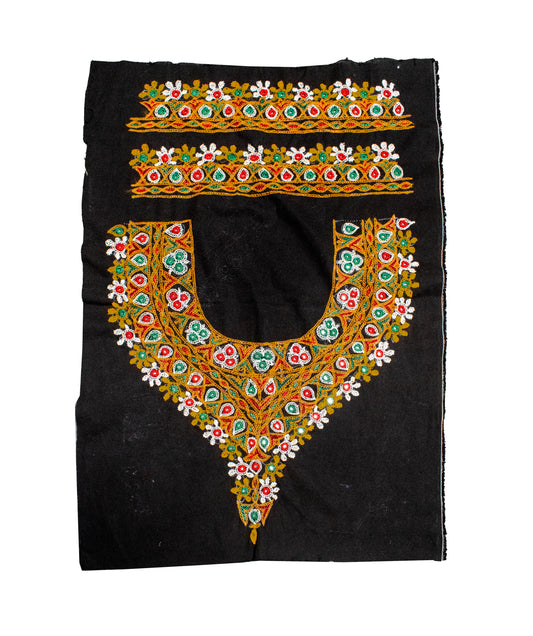 Ahir Work Cotton Hand Embroidered Yoke Fabric Applique Patch For Kurta     -  SKU : DP16B01A