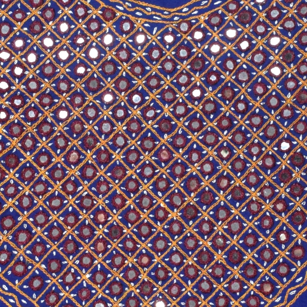 Mirror Work Cotton Hand Embroidered Yoke  - 42 cms Length    -  SKU : SH12901A