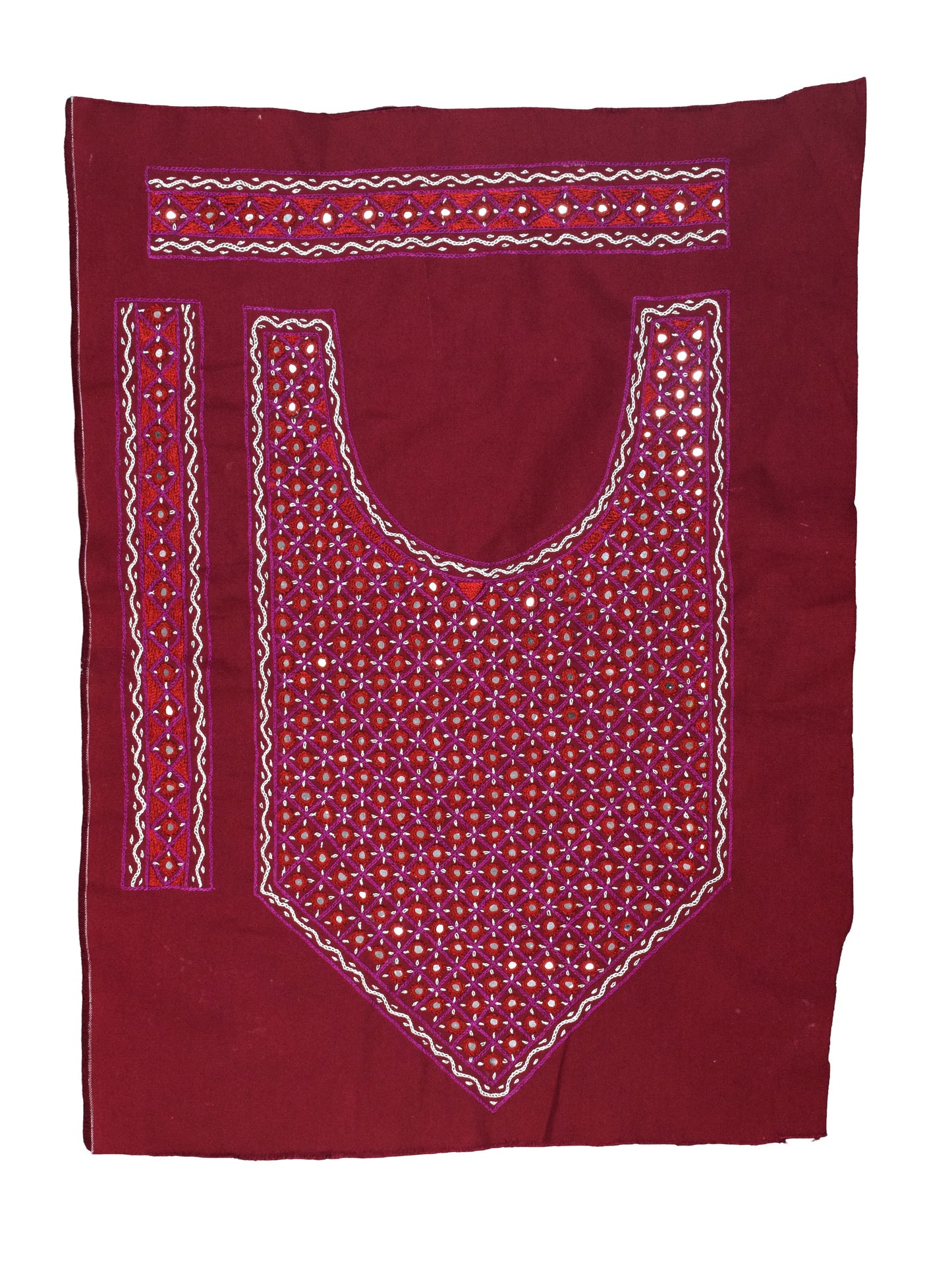 Mirror Work Cotton Hand Embroidered Yoke  - 42 cms Length    -  SKU : SH12901B