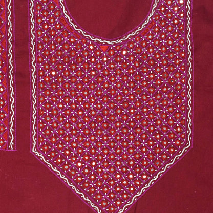 Mirror Work Cotton Hand Embroidered Yoke  - 42 cms Length    -  SKU : SH12901B