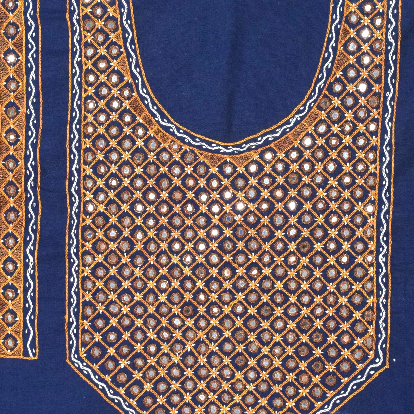 Mirror Work Cotton Hand Embroidered Yoke  - 42 cms Length    -  SKU : SH12901C