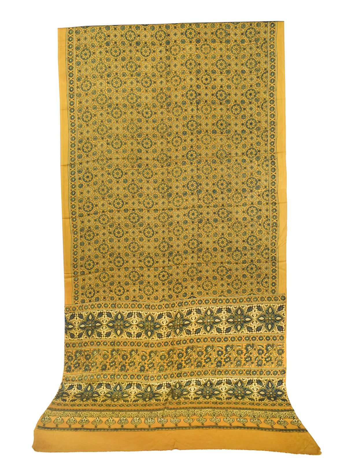 Ajrakh Modal Silk Natural Dye Hand Block Print Saree with Blouse Piece - 5.5 Mtr Length   -  SKU : AI1880AW
