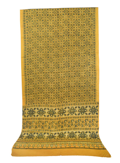 Ajrakh Modal Silk Natural Dye Hand Block Print Saree with Blouse Piece - 5.5 Mtr Length   -  SKU : AI1880AW