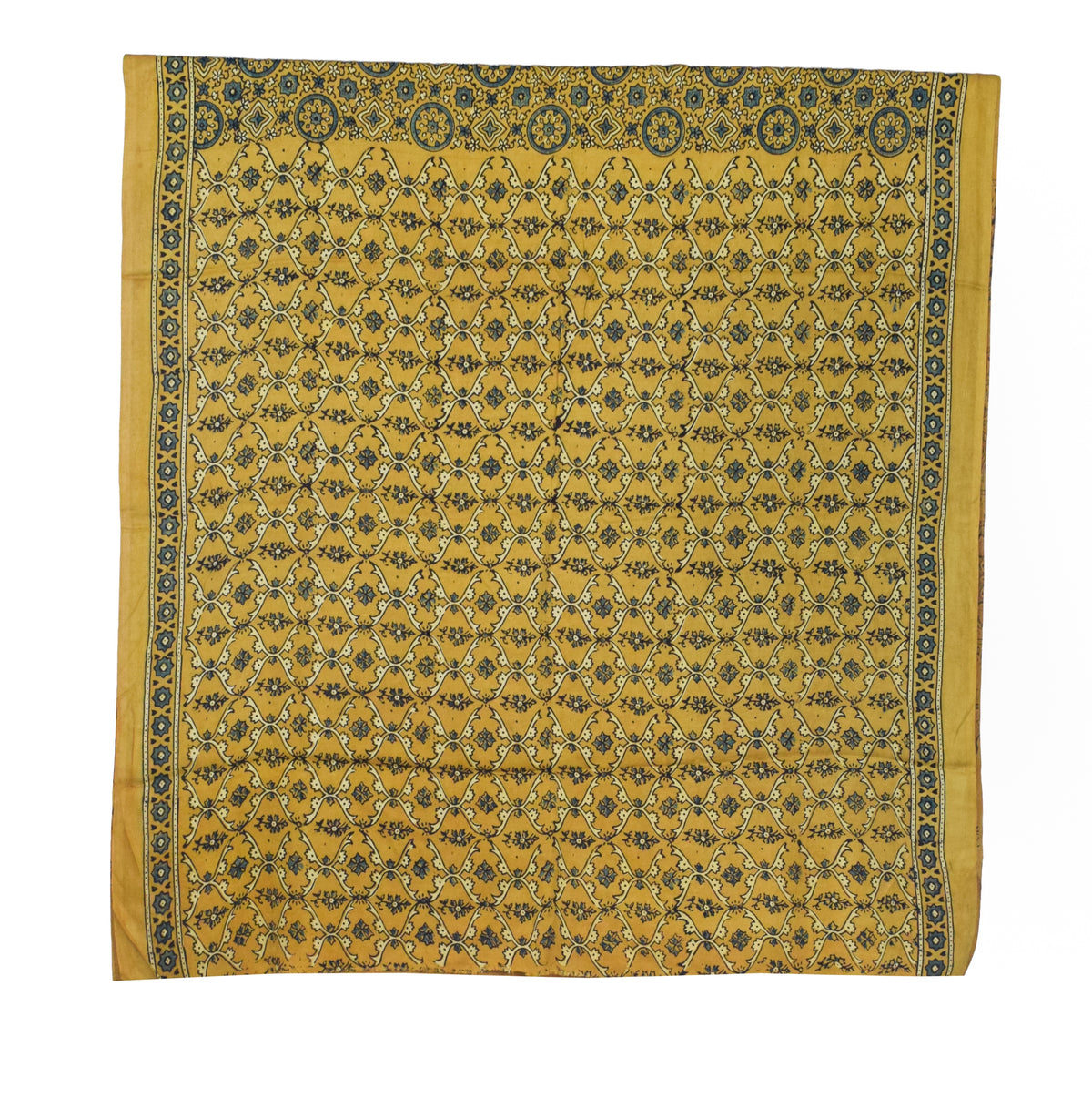 Ajrakh Modal Silk Natural Dye Hand Block Print Saree with Blouse Piece - 5.5 Mtr Length   -  SKU : AI1880AW