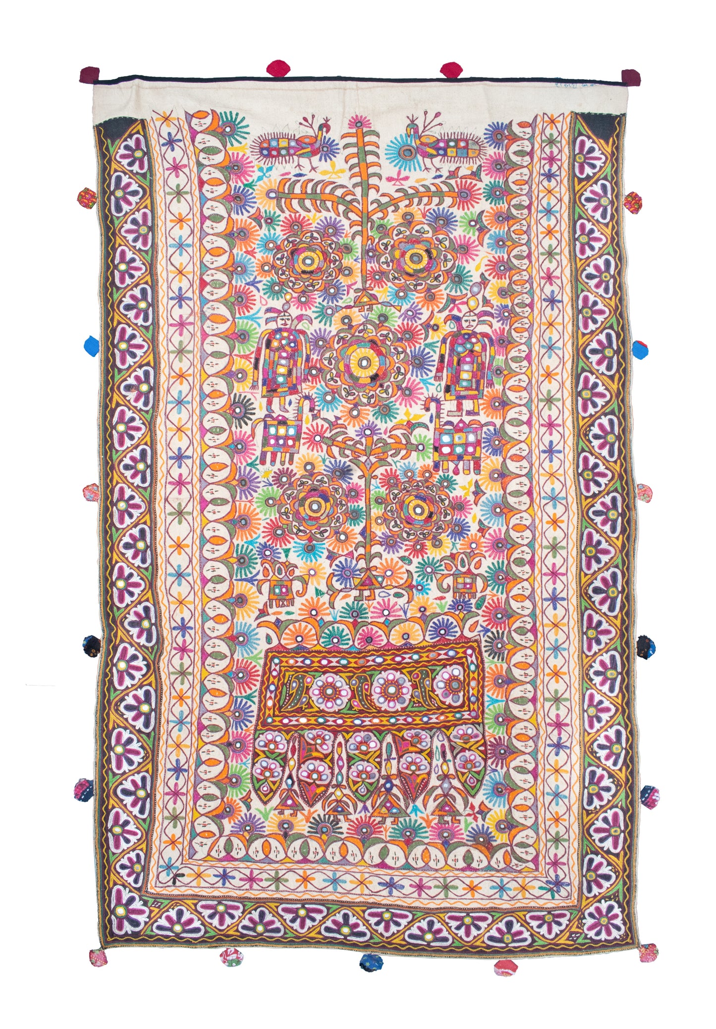 Aahir Work - Hand Embroidery - Large Antique - Wall Decoration - ( Size : 150 Cms X ( 1.5 Mtrs) X 90 Cms