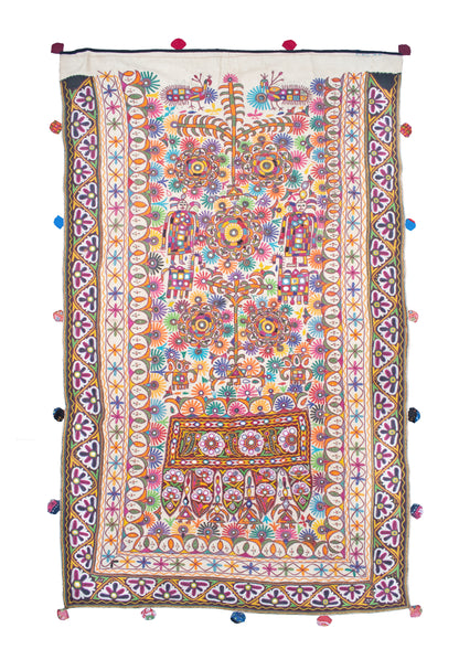 Aahir Work - Hand Embroidery - Large Antique - Wall Decoration - ( Size : 150 Cms X ( 1.5 Mtrs) X 90 Cms