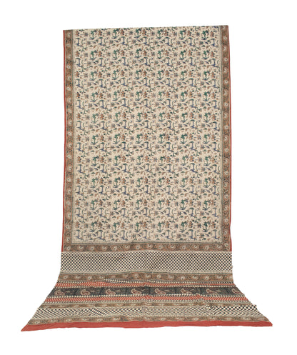Warli Print Cotton Hand Block Print Saree   - 6 Mtr Length  -  SKU: GG16915A
