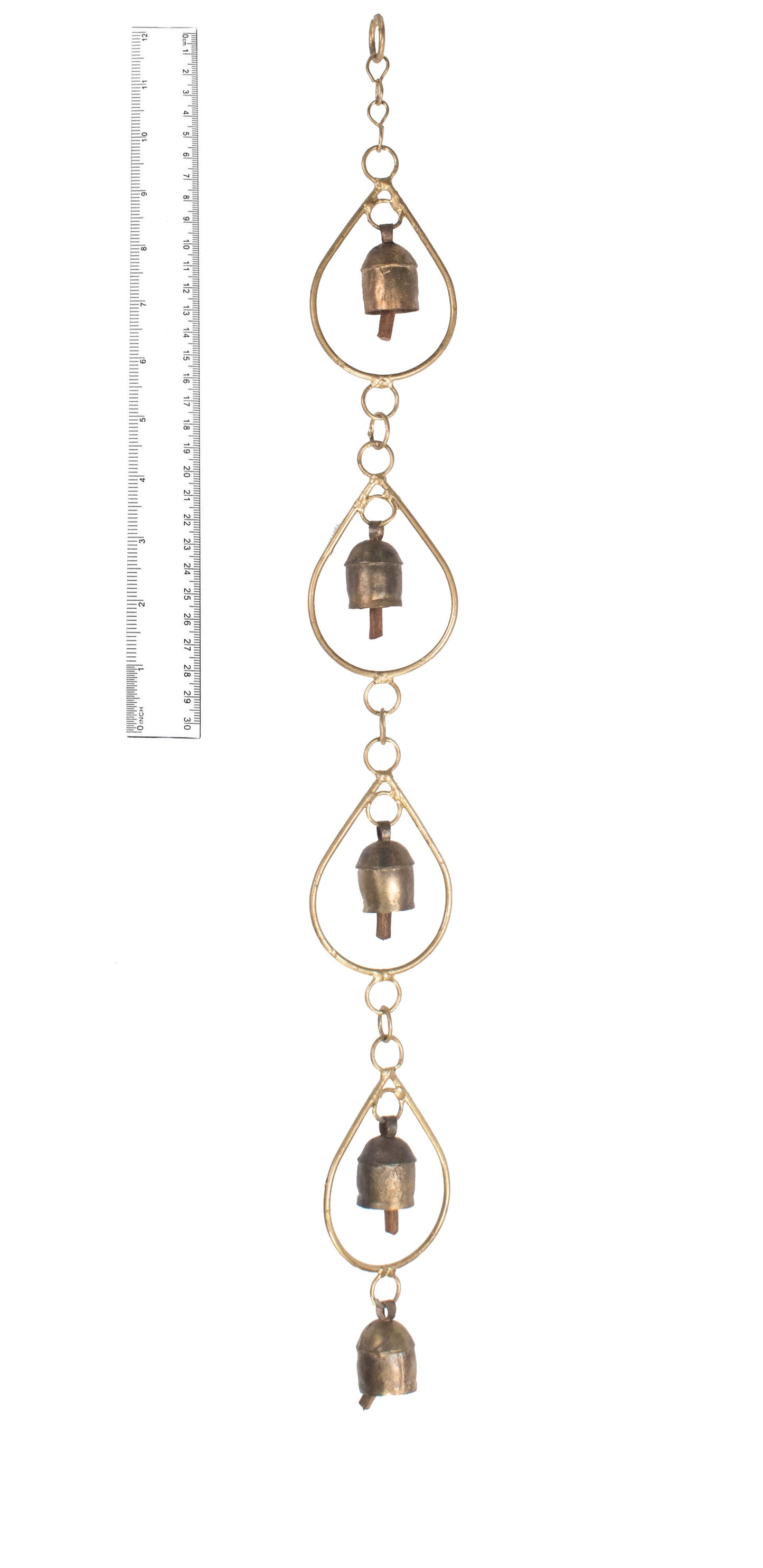 Hand Made Metal Bells Wrought Iron Copper-Zinc Coated Home Décor Chimes Cow Bell   - Drop  Series - 5 Bells  -  SKU: 0065