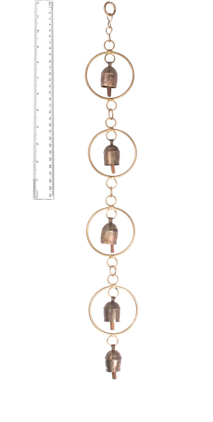 Hand Made Metal Bells Wrought Iron Copper-Zinc Coated Home Décor Chimes Cow Bell   - Circles Series - 5 Bells  -  SKU: 0066