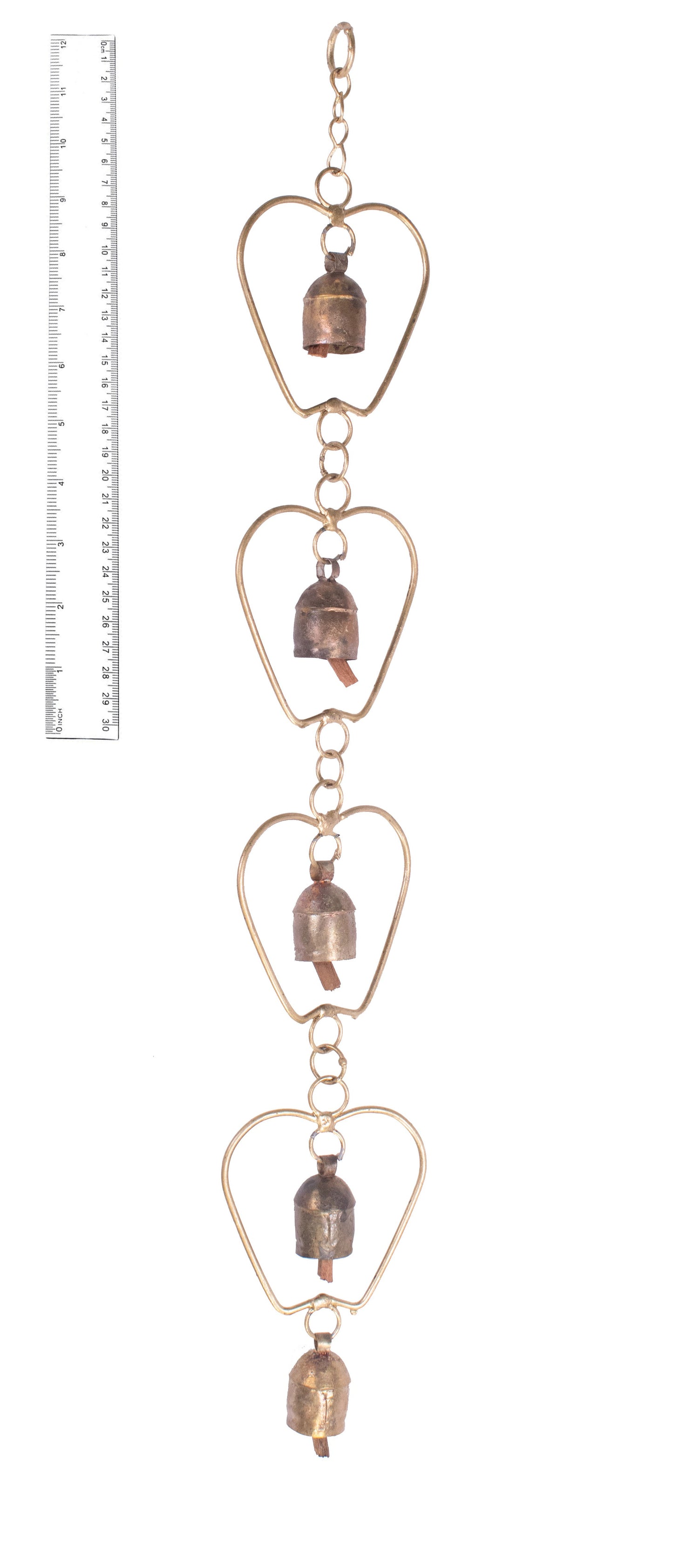 Hand Made Metal Bells Wrought Iron Copper-Zinc Coated Home Décor Chimes Cow Bell   - Apples Series - 5 Bells  -  SKU: 0068