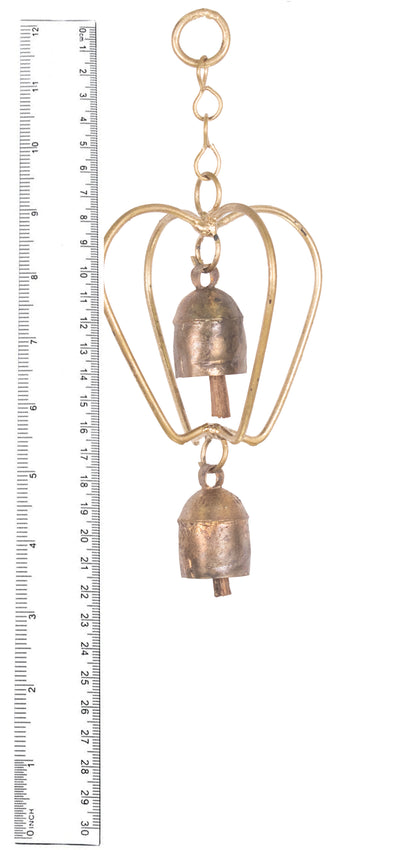 Hand Made Metal Bells Wrought Iron Copper-Zinc Coated Home Décor Chimes Cow Bell   - Apple 3D - 2 Bells  -  SKU: 0083