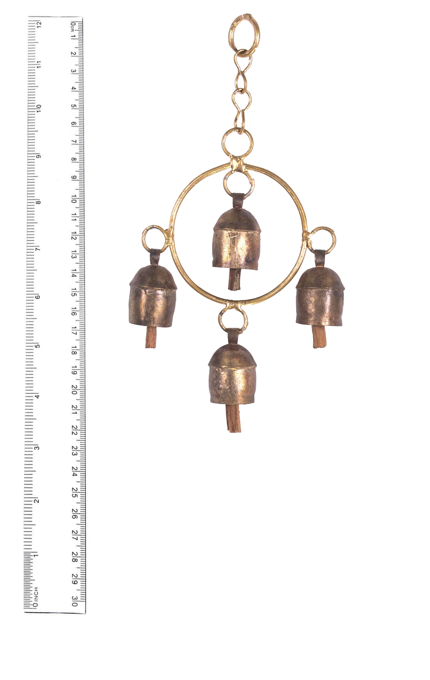 Hand Made Metal Bells Wrought Iron Copper-Zinc Coated Home Décor Chimes Cow Bell   - Rings 3D - 2 Bells  -  SKU: 0086
