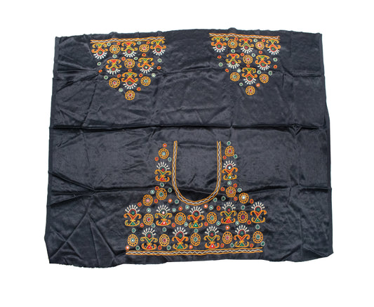 Ahir Work Mashru Silk Hand Embroidered Blouse - Unstitched   - 120 cms Length  -  SKU: RD11601E