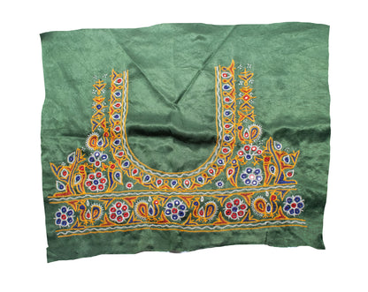 Ahir Work Mashru Silk Hand Embroidered Blouse - Unstitched   - 120 cms Length  -  SKU: RD11601F