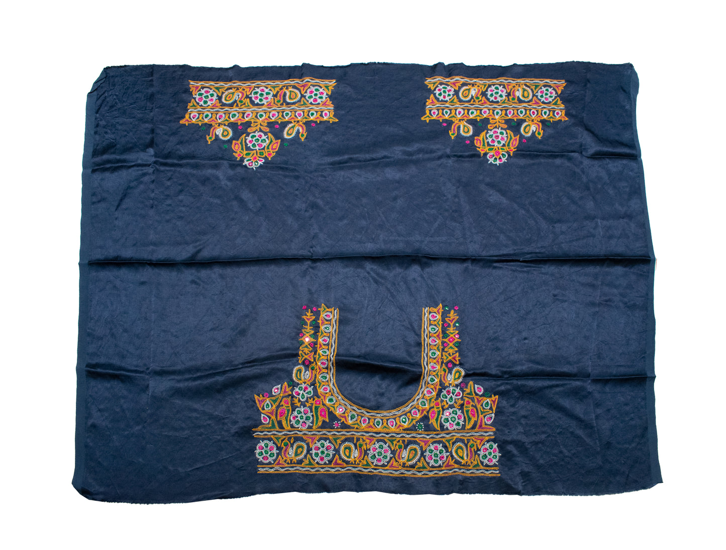Ahir Work Mashru Silk Hand Embroidered Blouse - Unstitched   - 120 cms Length  -  SKU: RD11601G