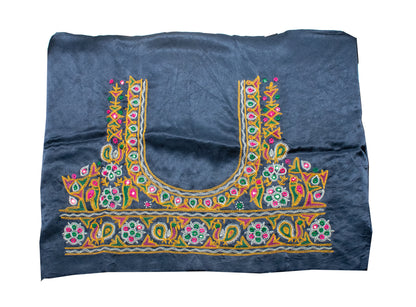 Ahir Work Mashru Silk Hand Embroidered Blouse - Unstitched   - 120 cms Length  -  SKU: RD11601G